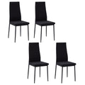 Modern Dining Chairs High Back Upholstered Linen Fabric with Metal Legs for Kitchen Black