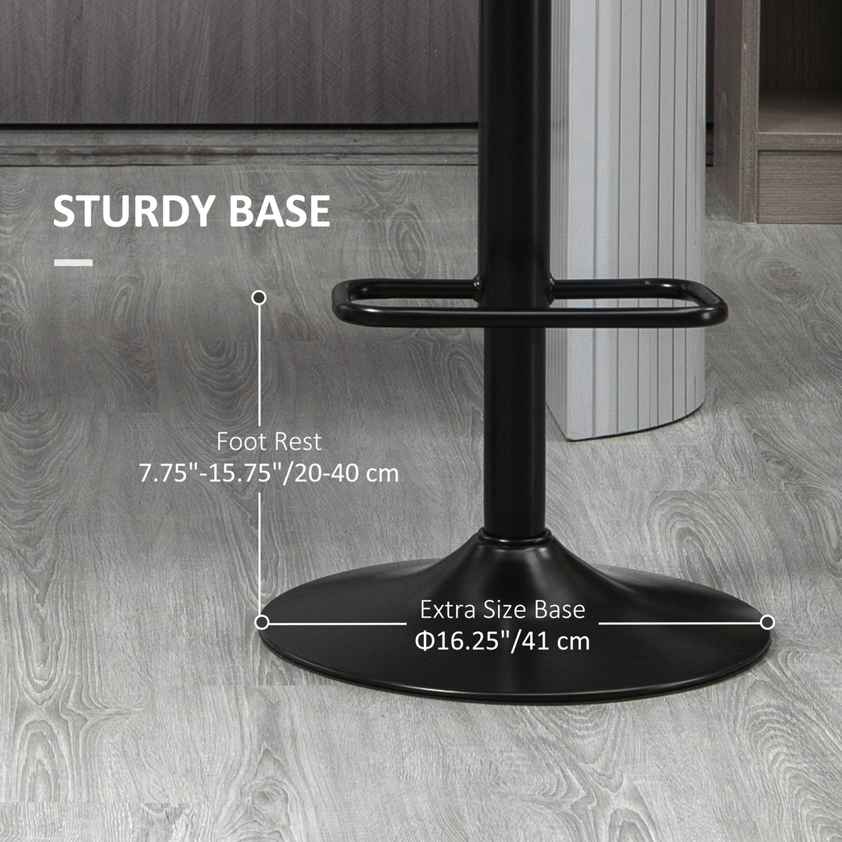 Swivel PU Leather Barstools Set of 2 Adjustable Bar Stools with Footrest Back for Kitchen Counter Dining Room Black