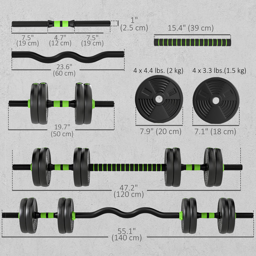 Soozier Adjustable Dumbbell Set, 3 in 1 Weights Dumbbells Set for Home Gym, 33lb Free Weights with Connector and Non-Slip Grip