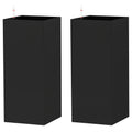 2 Pack Planter Box, 26 Inch Plastic Flower Pots with Water Level Indicator, Drainage Hole and Drain Plug, Black