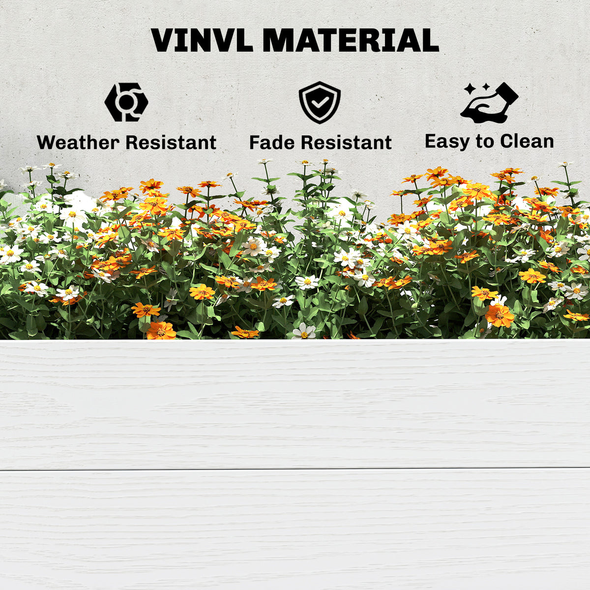 Vinyl Raised Garden Bed Kit, 6.5 x 3 x 1ft Elevated Garden Box with Divider and Open Bottom, White