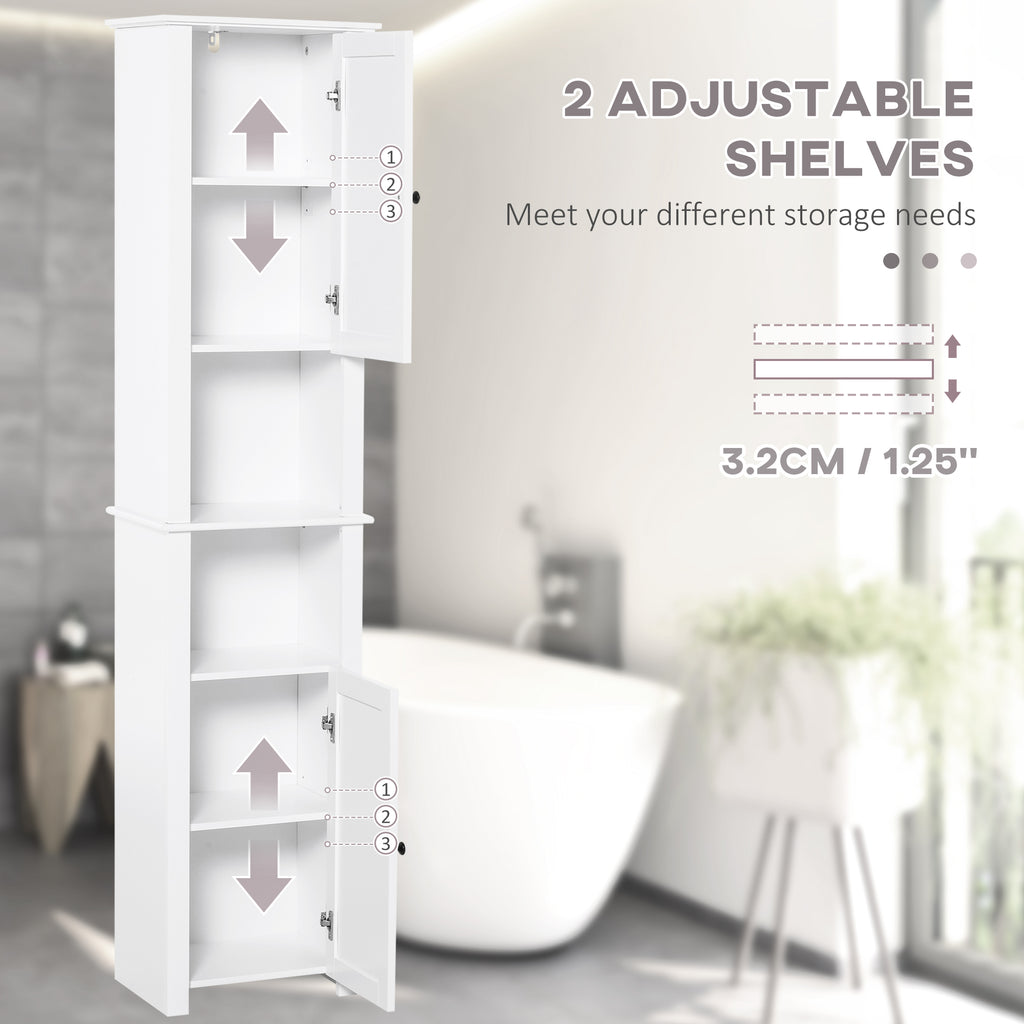 Tall Medicine Cabinet, Freestanding Bathroom Storage Cabinet with Shelves and 2 Cupboards, Bathroom Organizer, White
