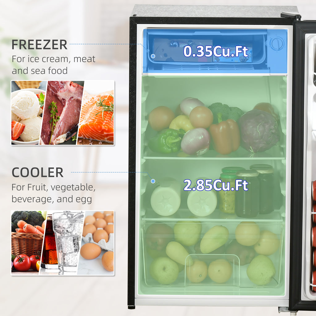 Compact Refrigerator, Mini Fridge with Freezer, Adjustable Shelf, Mechanical Thermostat and Reversible Door, White