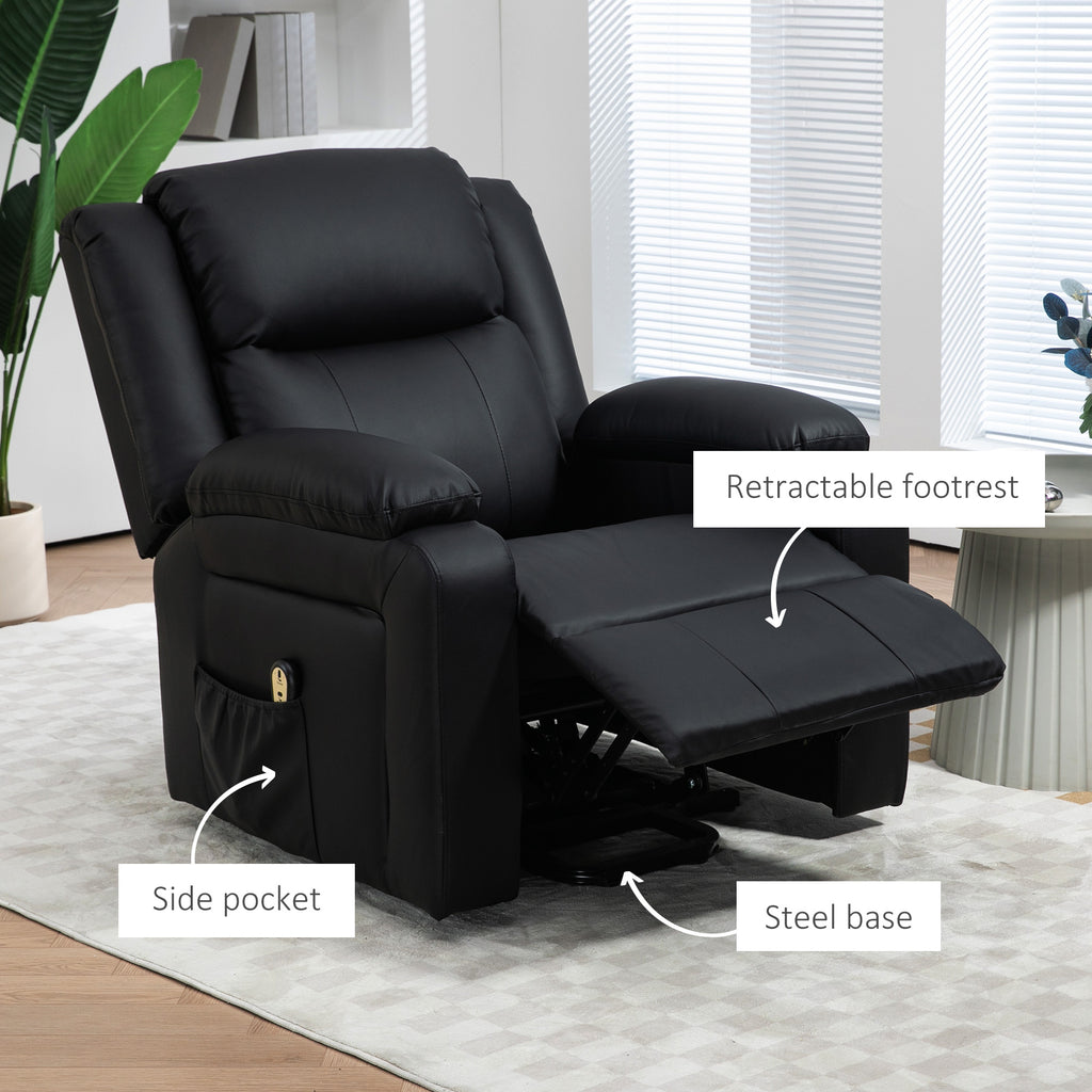 Lift Chair for Seniors, PU Leather Upholstered Electric Recliner Chair with Remote, Side Pockets, Quick Assembly, Grey