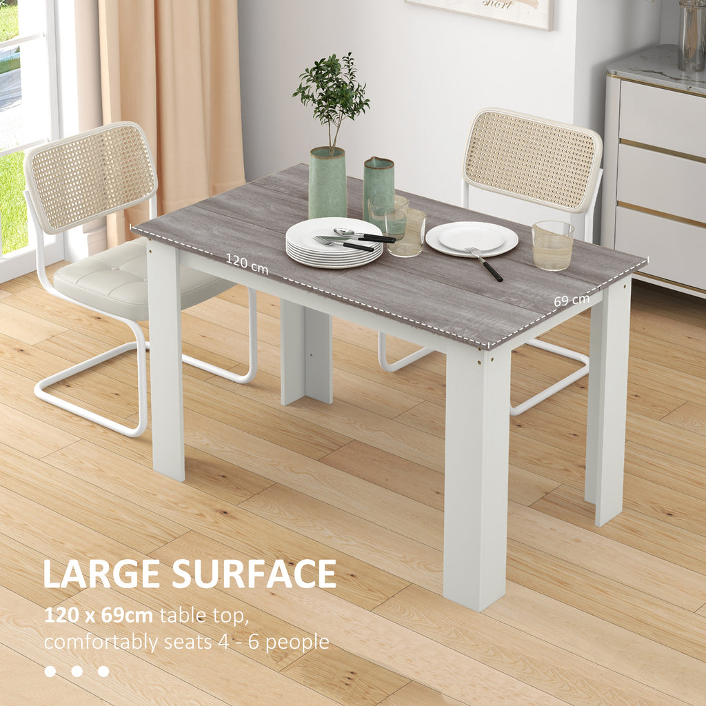 47" Kitchen Table for 4-6 People, Dining Table with Wood Effect for Dining Room, Oak