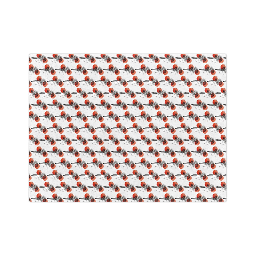 Velveteen Microfiber Blanket — Repeating Red Poppy Floral Pattern, Soft Cozy Throw for Home & Gifts