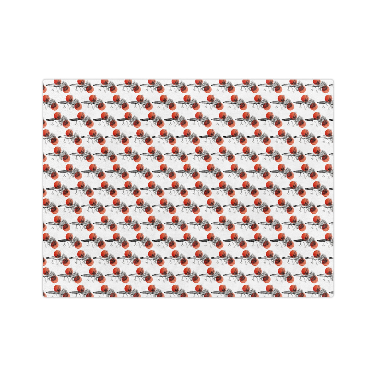 Velveteen Microfiber Blanket — Repeating Red Poppy Floral Pattern, Soft Cozy Throw for Home & Gifts