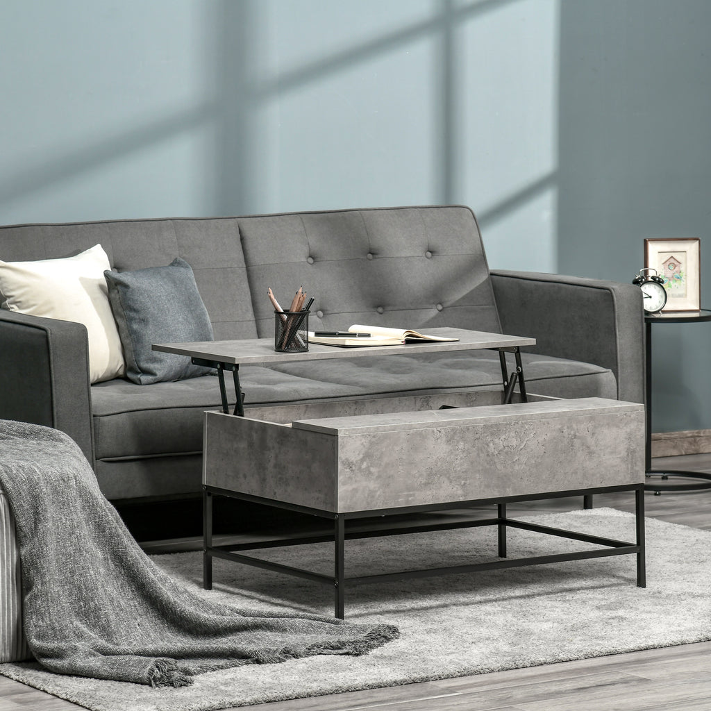 Lift Top Coffee Table with Hidden Storage Compartment Lift Tabletop Center Table for Living Room, Grey