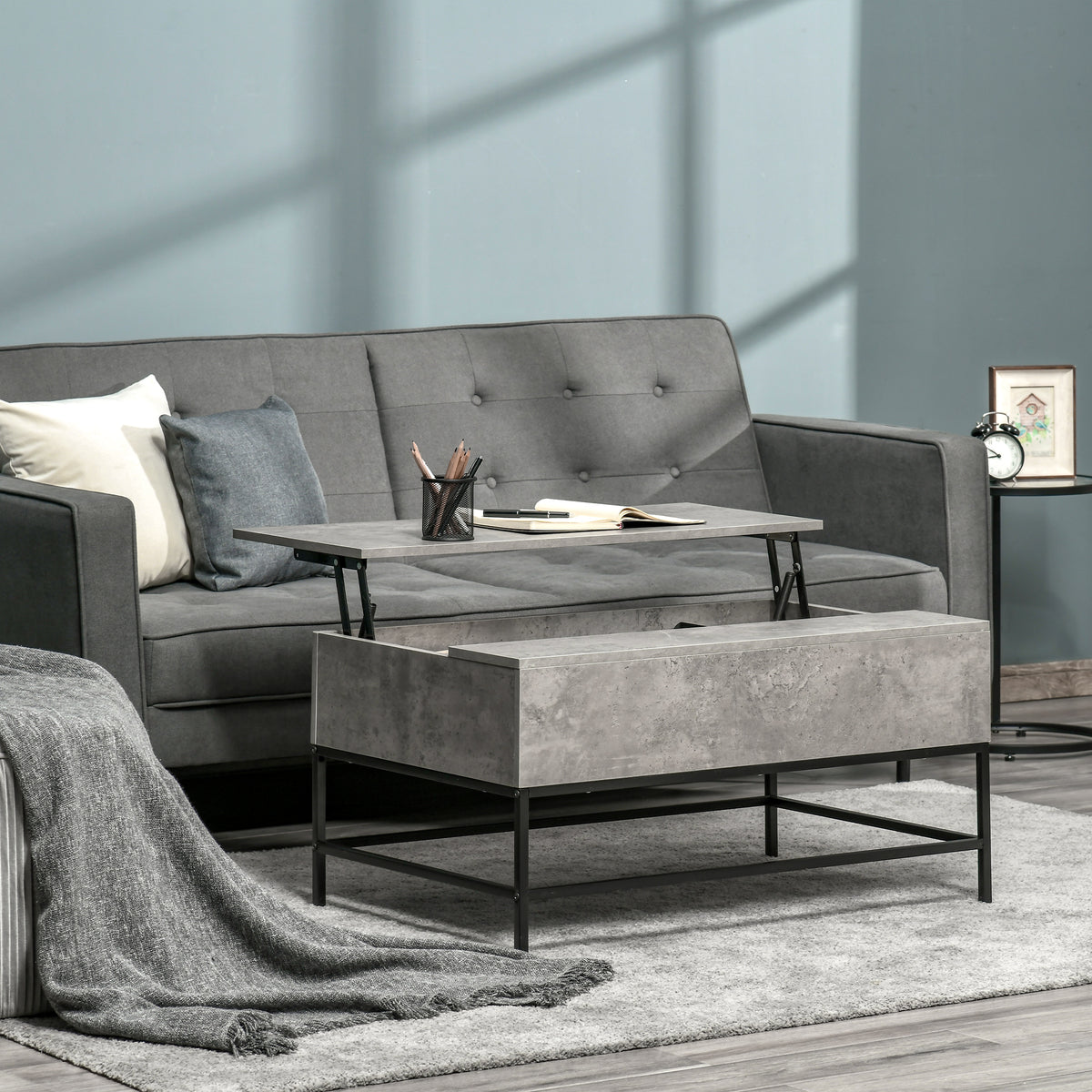 Lift Top Coffee Table with Hidden Storage Compartment Lift Tabletop Center Table for Living Room, Grey