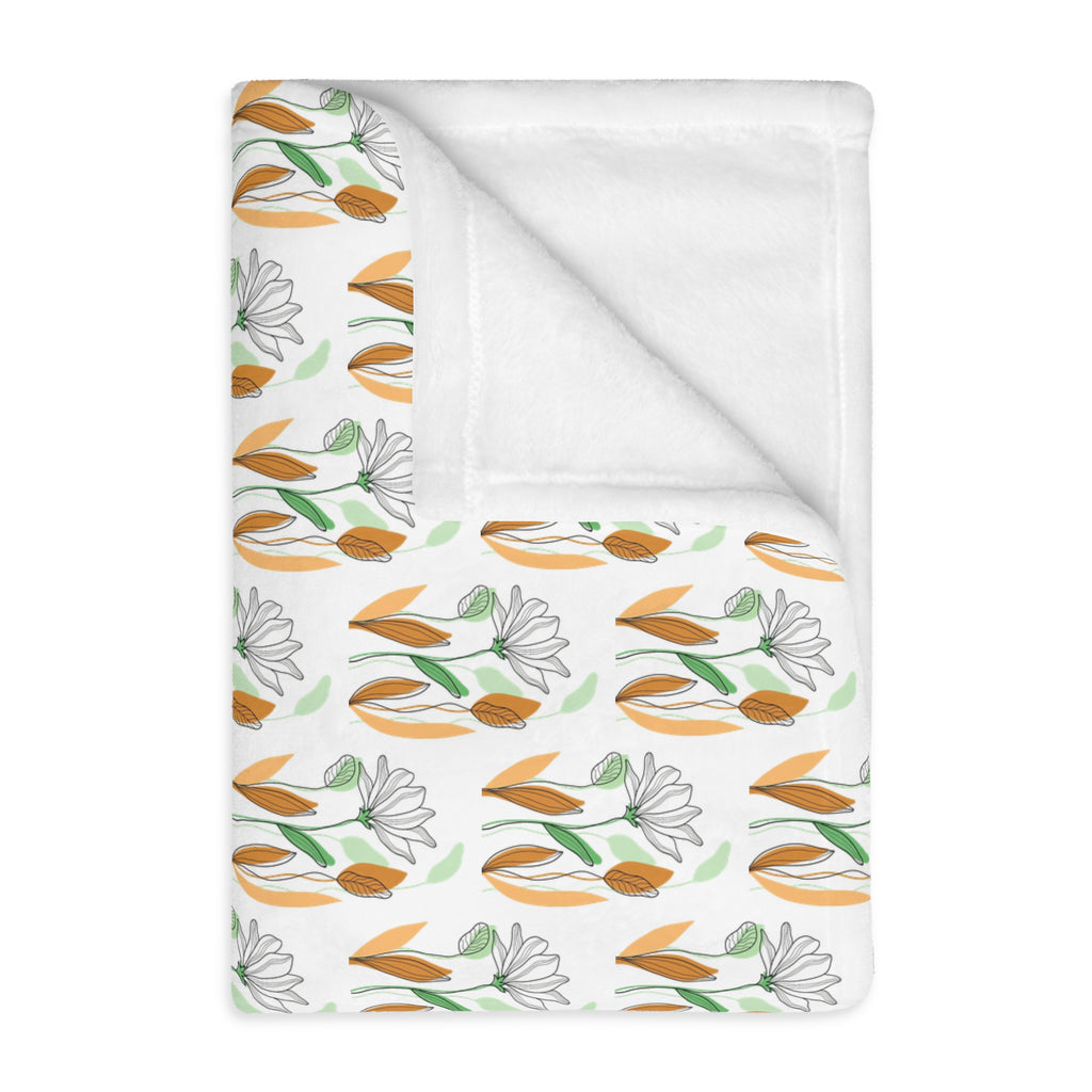 Tulip Pattern Velveteen Microfiber Blanket – Floral Two-Sided Throw