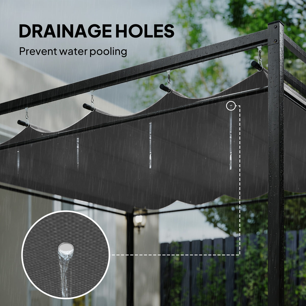 10' x 10' ደገ ጋዜቦ፣ ምስ መጋረጃታት ዝምለስ ፐርጎላ ካኖፒ፣ UPF30+ ብራኽ ዘይብሉ ብረት ፐርጎላ ኪት፣ ጸሊም ግራጫ