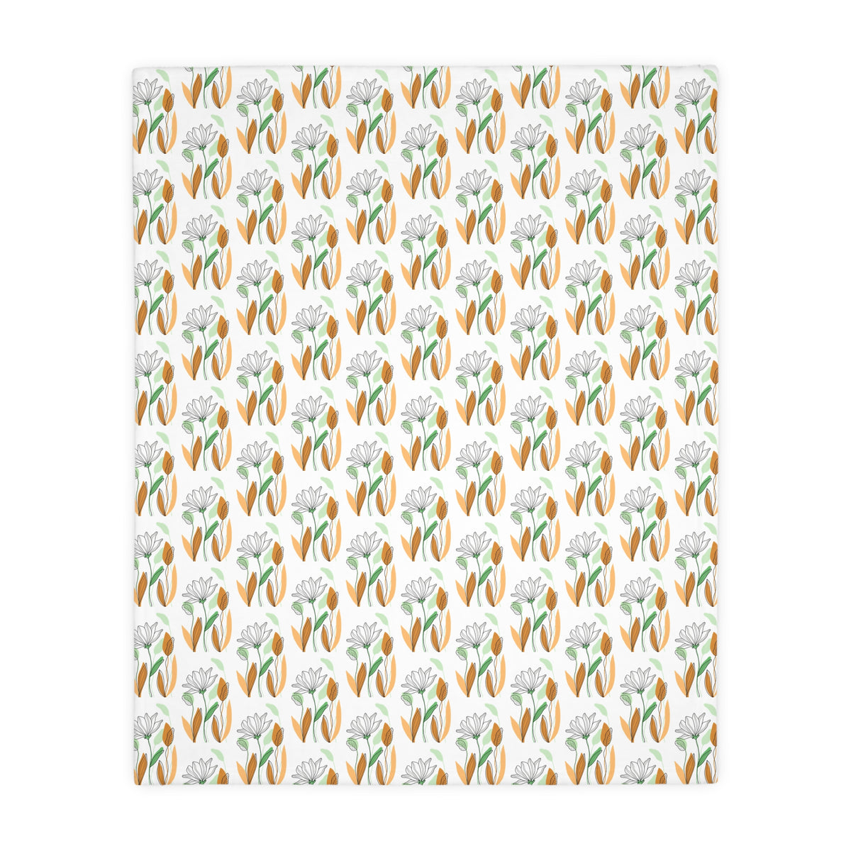 Tulip Pattern Velveteen Microfiber Blanket – Floral Two-Sided Throw