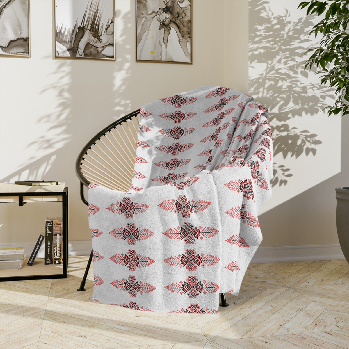 Blush Damask Velveteen Microfiber Blanket