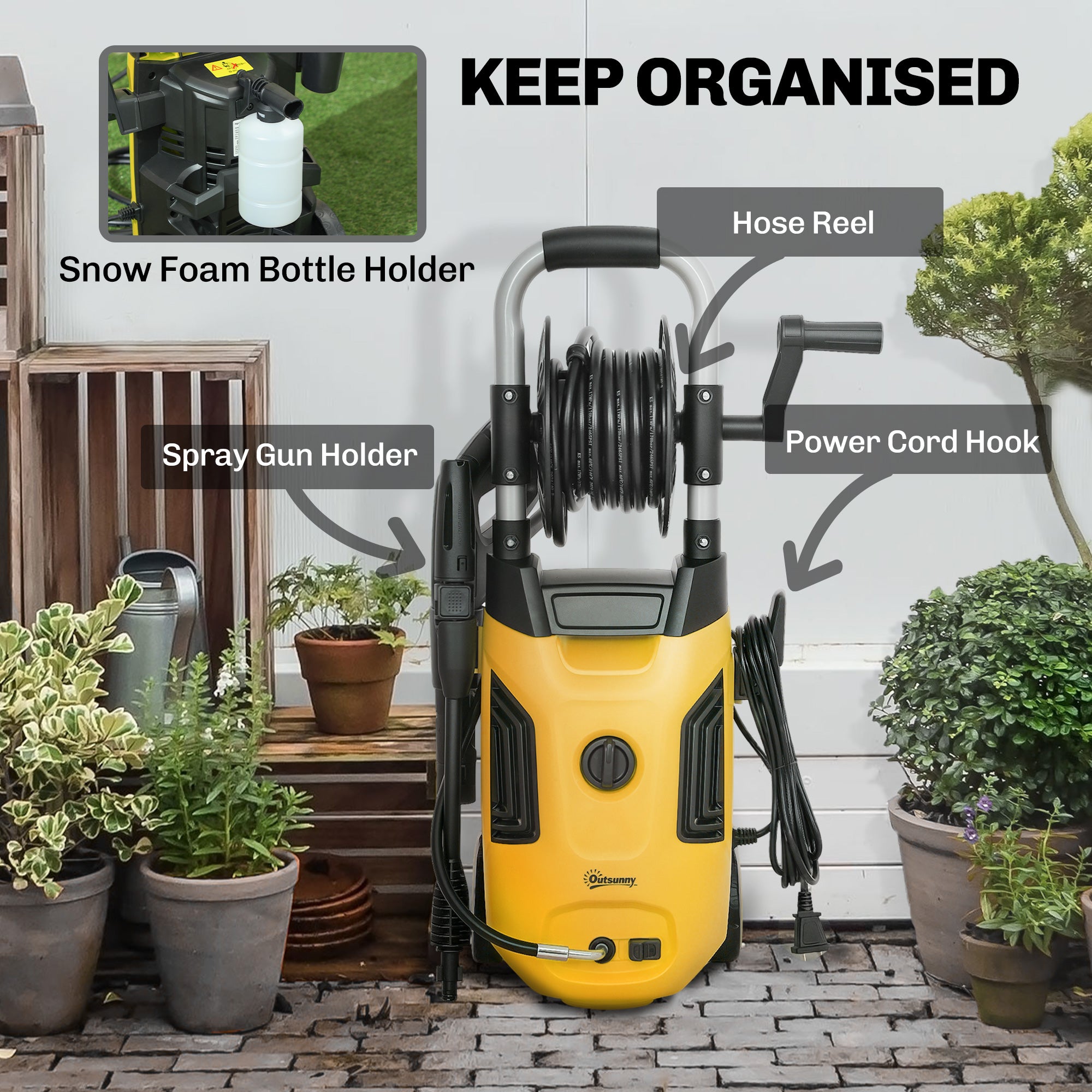 Electric Pressure Washer, 2176 PSI High Pressure Washer with 20 ft Outlet Hose, Adjustable Nozzle, 1.9GPM Power Washer