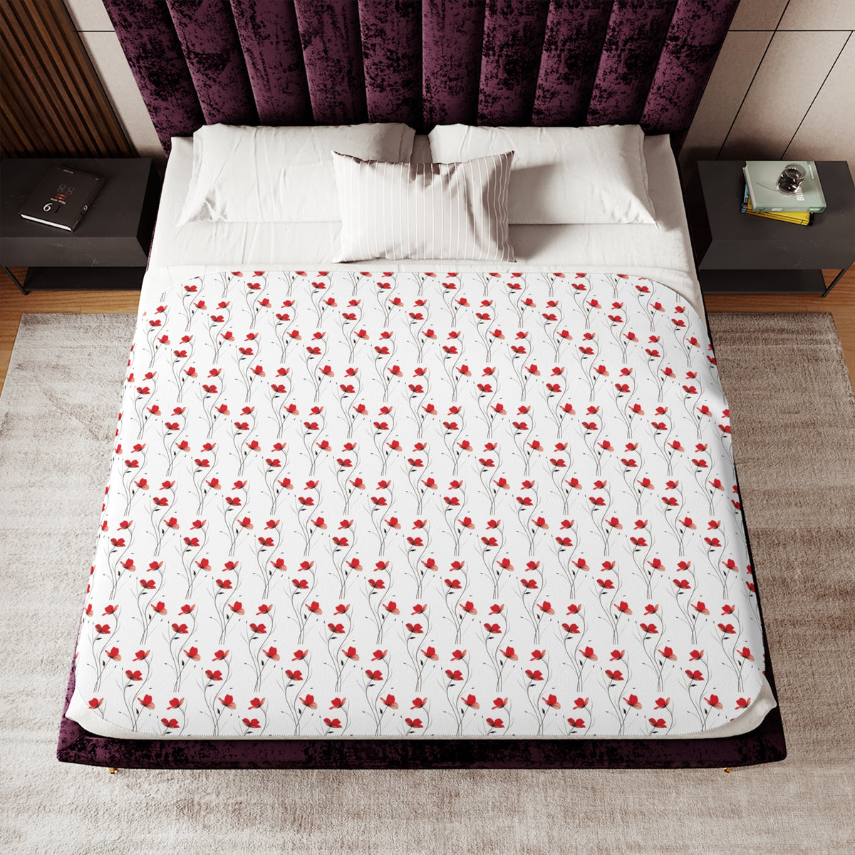Valentine Heart Pattern Sherpa Blanket – Cozy Reversible Throw