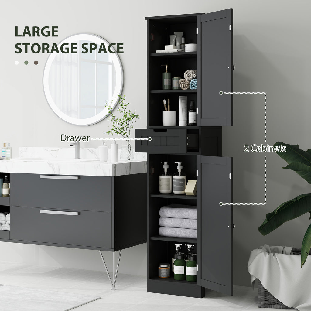 Freestanding Bathroom Cabinet with Drawer and 2 Doors, Tall Bathroom Cupboard for Kitchen, Study, Living Room
