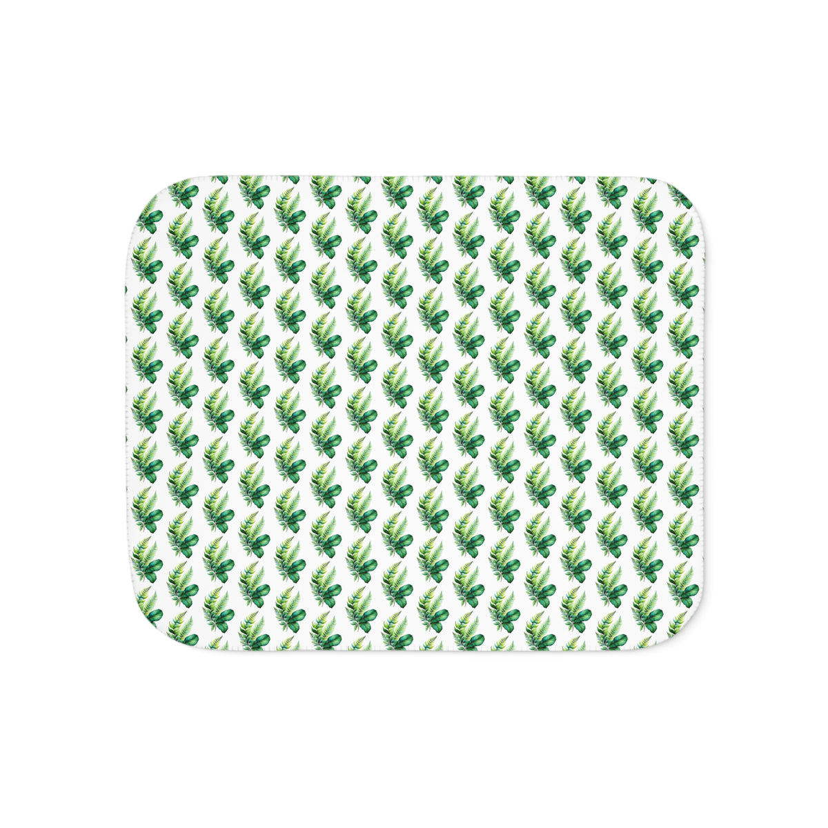 Tropical Palm Sherpa Blanket – Reversible Cozy Throw with Green Leaf Pattern
