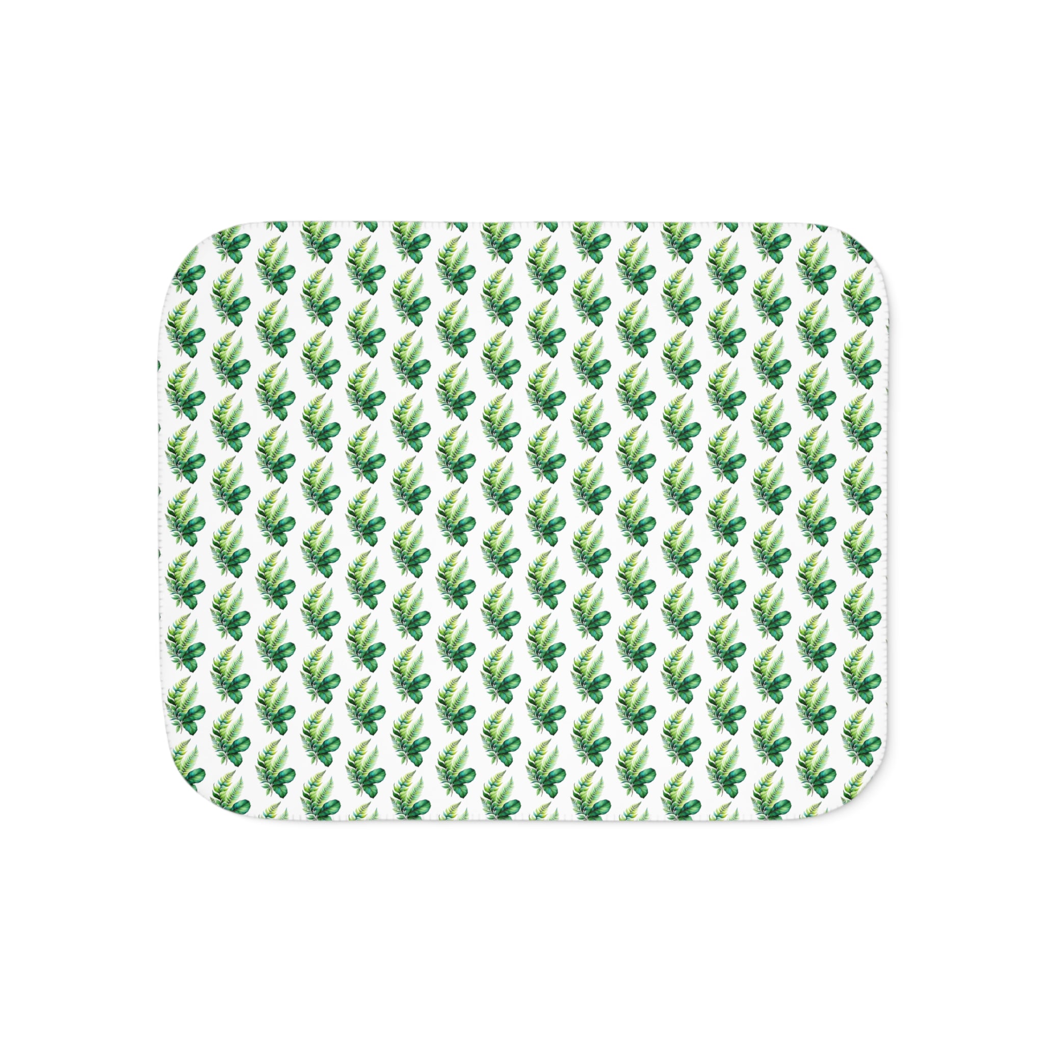 Tropical Palm Sherpa Blanket – Reversible Cozy Throw with Green Leaf Pattern