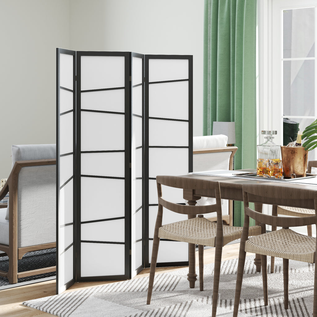5.6ft Folding Room Divider, 3 Panel Wall Partition with Wood Frame for Bedroom, Home Office, White