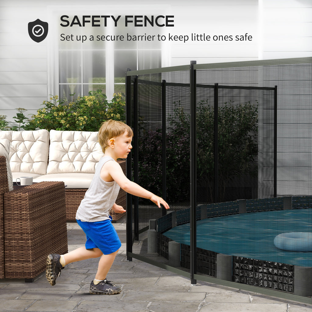 4-Panel Swimming Pool Fence, Aluminium Rustproof Pool Fencing, Overall Size 4' x 12', Black