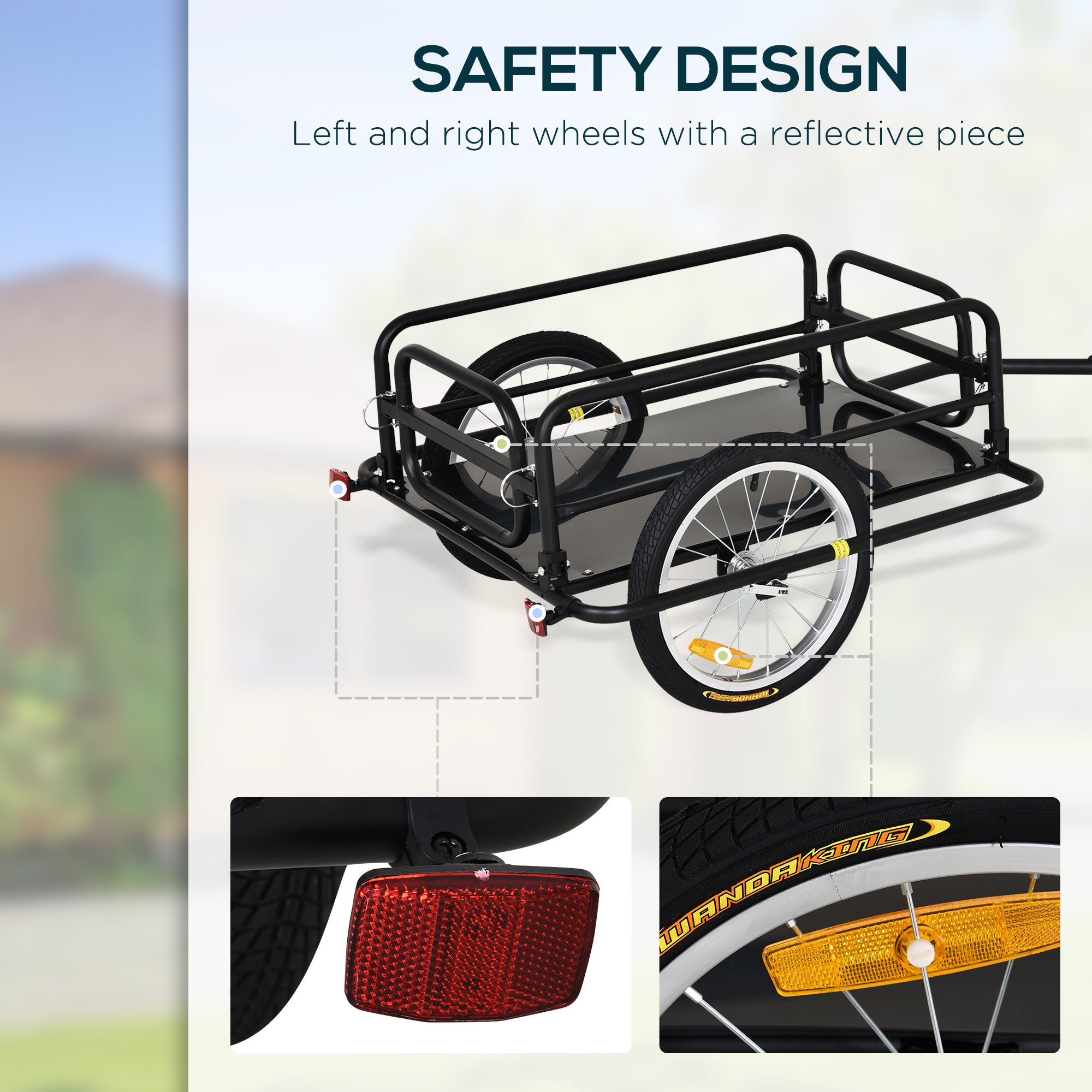Aosom Folding Bicycle Cargo Trailer Utility Bike Cart Travel Luggage Carrier Garden Patio Tool New, Black