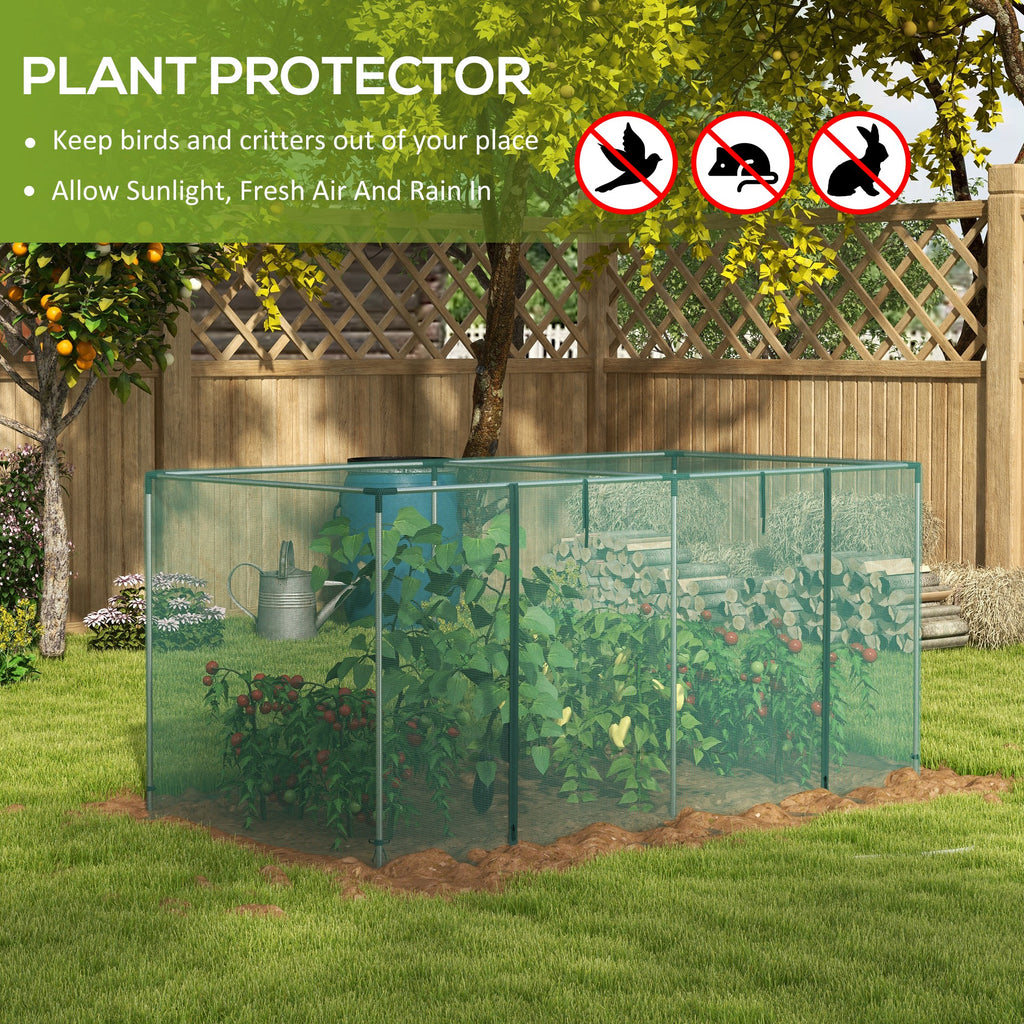 Galvanized Steel Crop Cage, Plant Protection Tent with Zippered Door, 4' x 4', Green