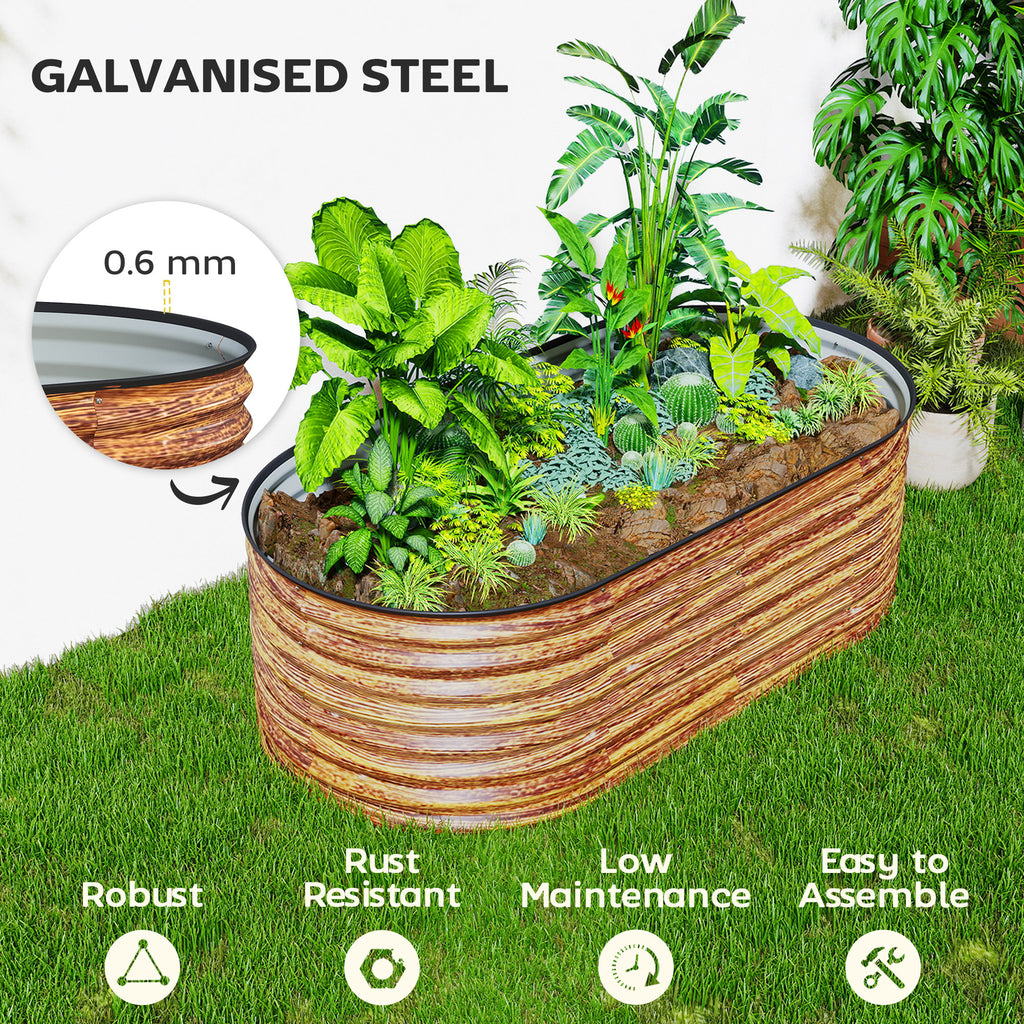 5 x 2.5 x 2 ጫማ ዝተሰርሐ ልዑል ኣታኽልቲ በድሪ፣ ቀሊል DIY ኦቫል ፕላንተር ቦክስ ምስ ውሑስ ወሰንን ጓንትን፣ ቡናዊ ዕጨይሽ መልክዕ