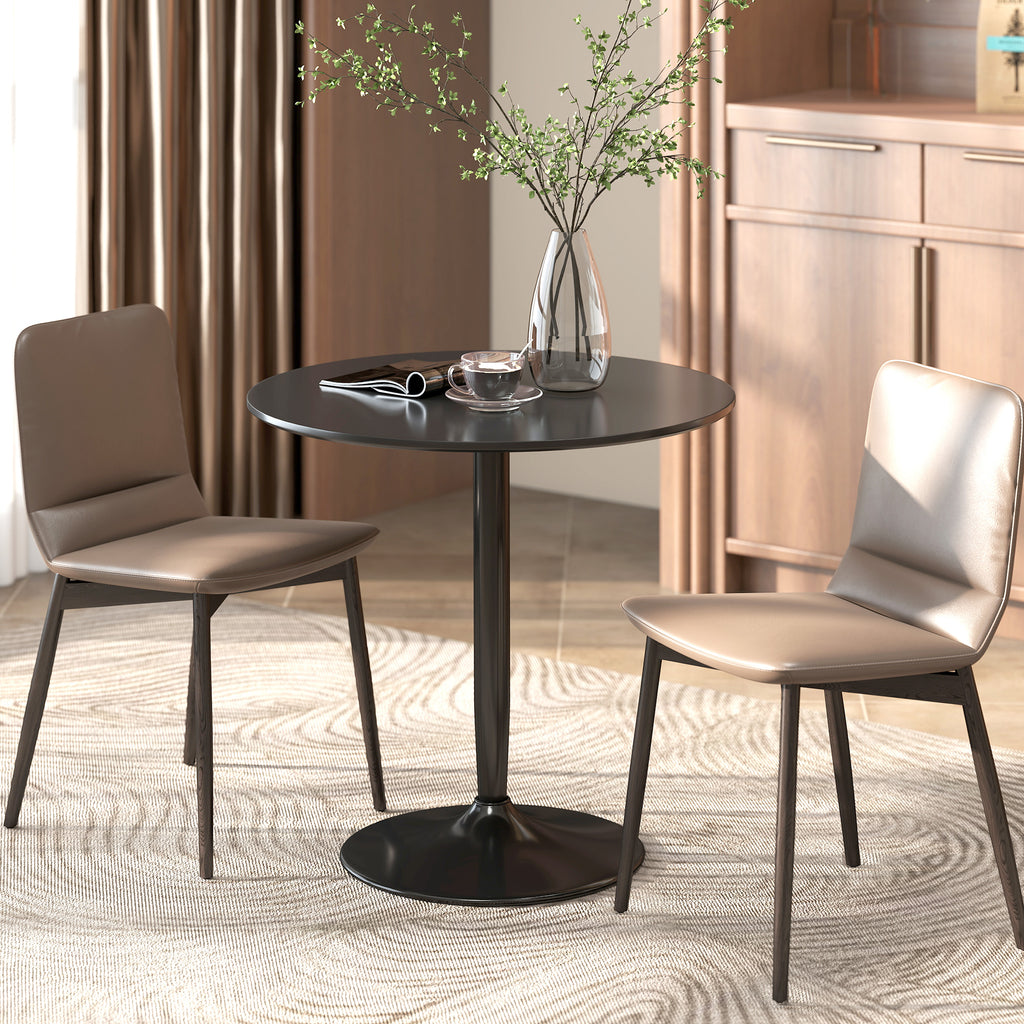 Modern Kitchen Table for 2 People, Round Dining Table with Steel Base for Living Room, Dining Room, Black