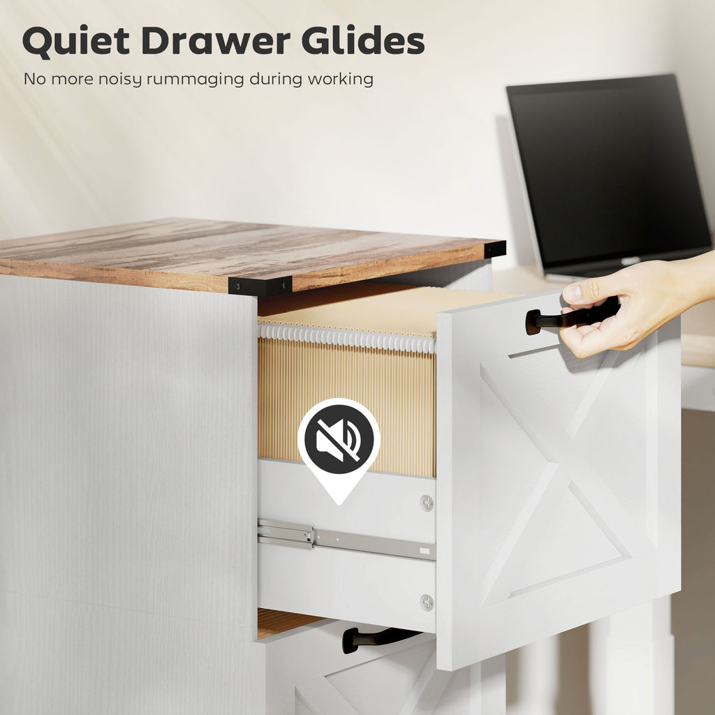 3 Drawer File Cabinet with Silent Slides, Vertical Farmhouse Filing Cabinet Fits Letter/A4 Size Home Office, White