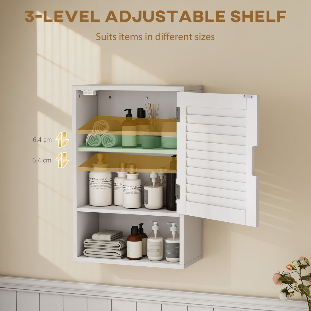 Bathroom Cabinet, Wall Mounted Storage Cabinet with Adjustable Shelves, 40 x 20 x 60 cm, Black
