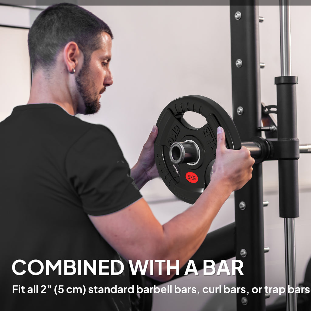 Soozier Weight Plates Set, 2-Inch Barbell Weights Set w/Tri-Grips for Home Gym Weightlifting and Strength Training, 2 x 11lbs