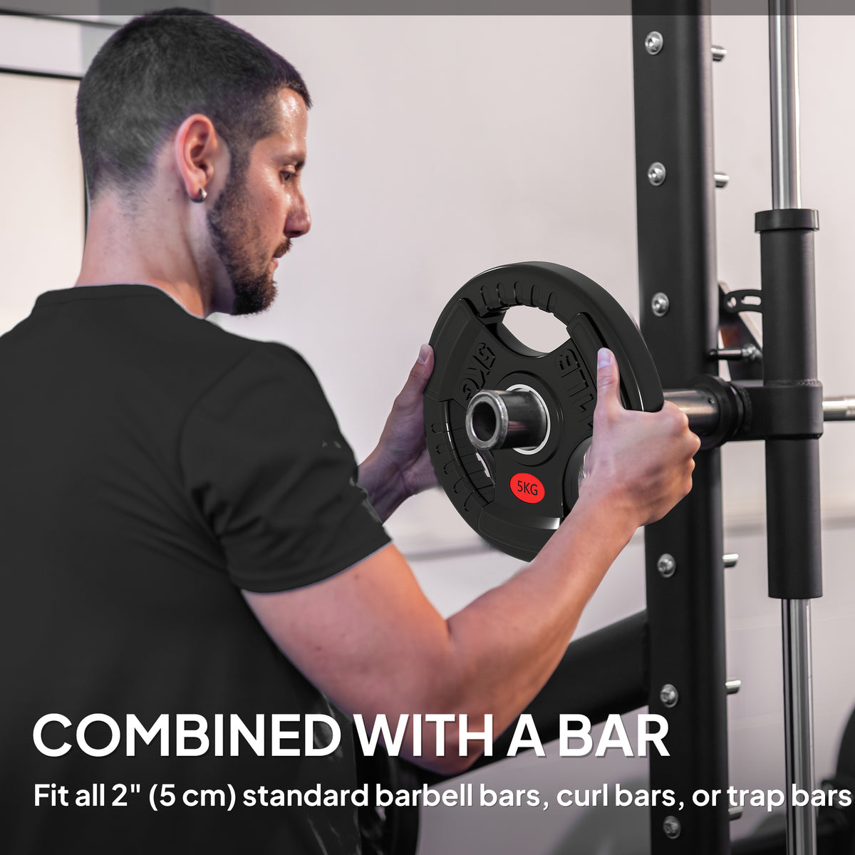 Soozier Weight Plates Set, 2-Inch Barbell Weights Set w/Tri-Grips for Home Gym Weightlifting and Strength Training, 2 x 11lbs