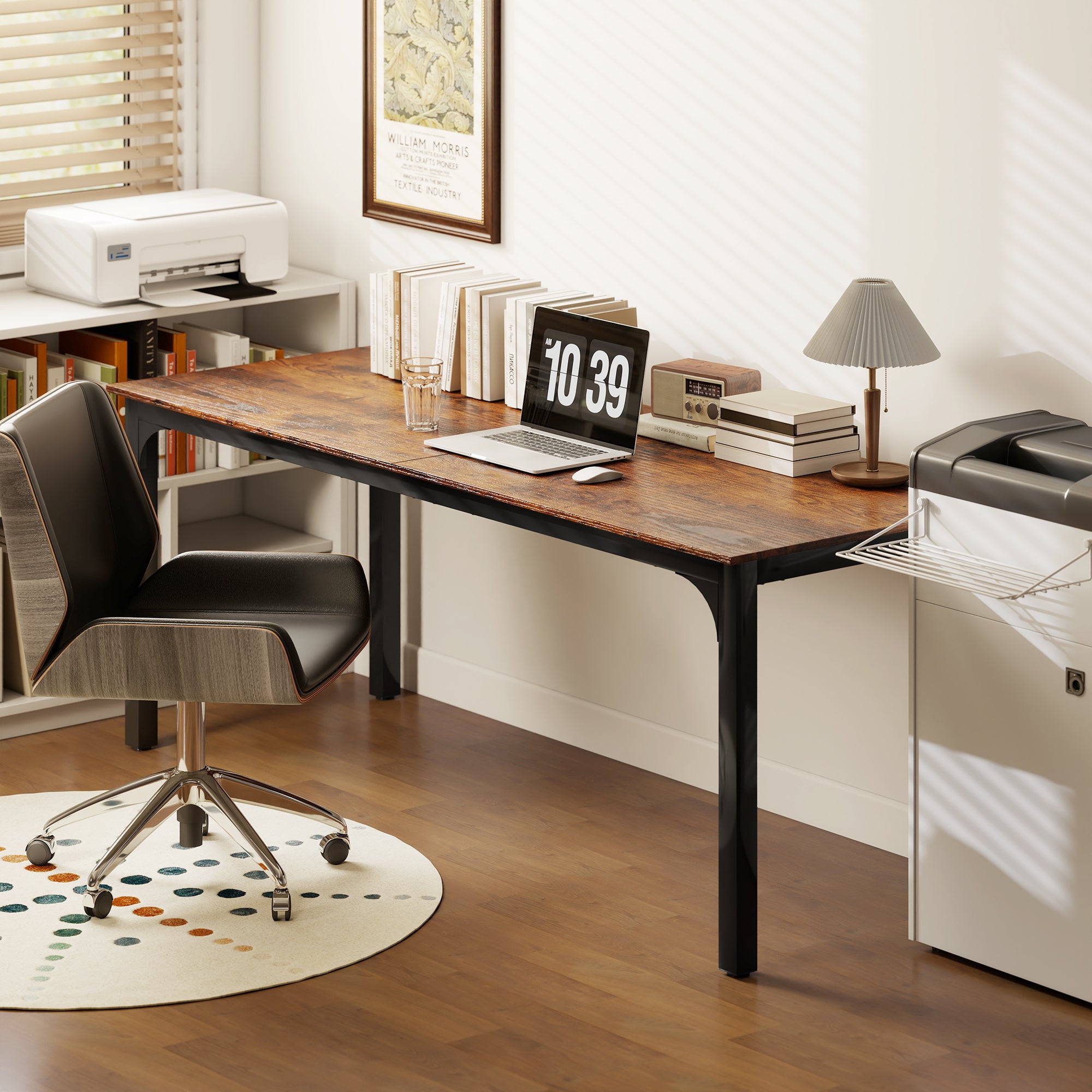 71" Computer Desk, Desktop Desk with Metal Legs, Rustic Brown
