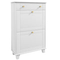 Slim Shoe Storage with 2 Flip Drawers and Adjustable Shelves Shoe Cabinet Organizer for 8 Pair,  White
