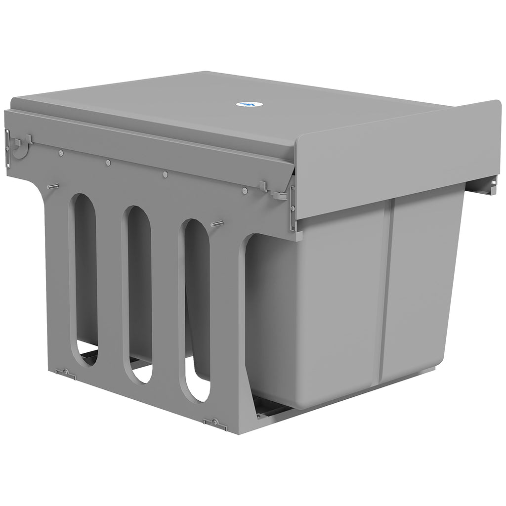 Pull Out Bin, Under Sink Garbage Can with 2 Removable Compartments (4 gallon Each) for Kitchen Waste, Light Grey