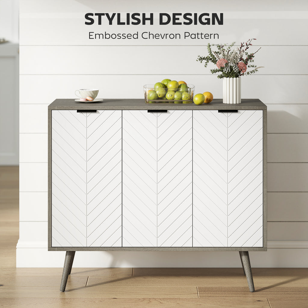 Modern Sideboard and Buffet, Dining Room Cabinet with Adjustable Shelves and 4 Doors, Black