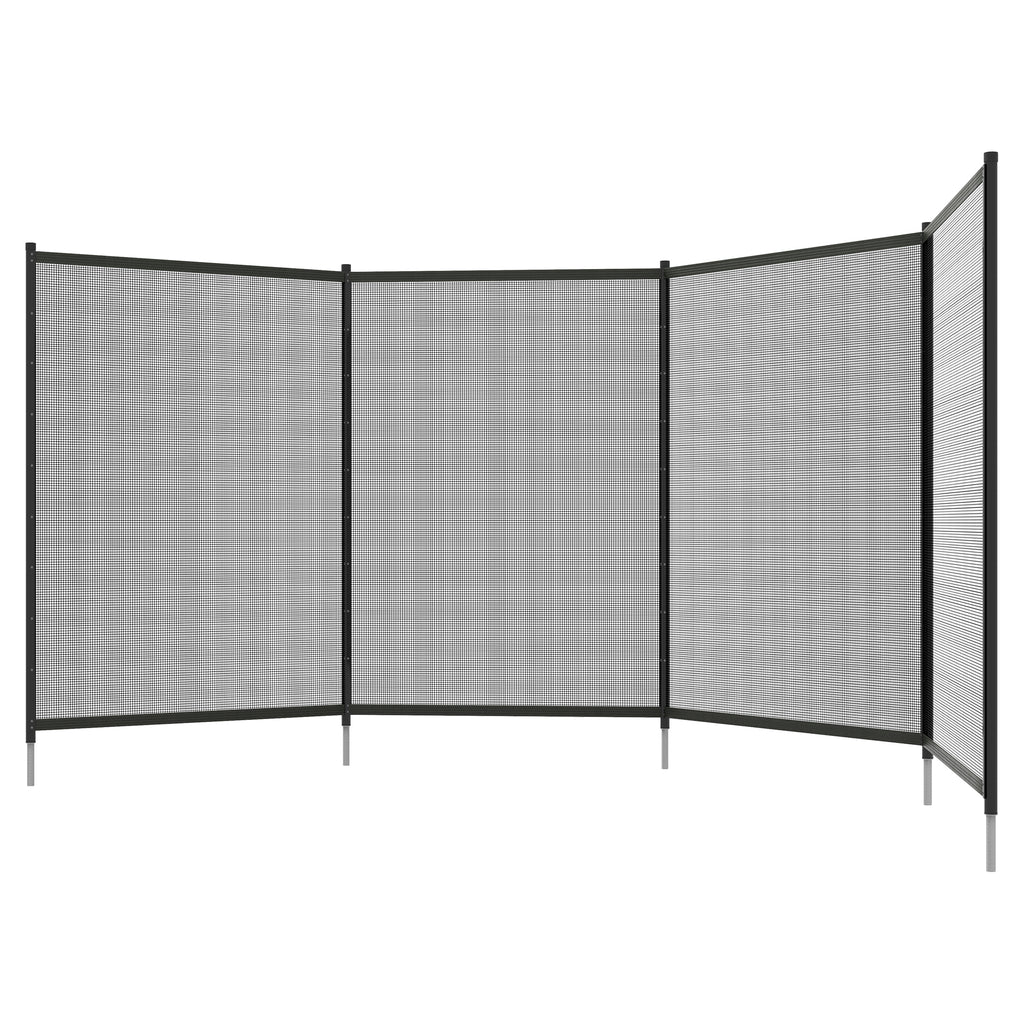 4-Panel Swimming Pool Fence, Aluminium Rustproof Pool Fencing, Overall Size 4' x 12', Black