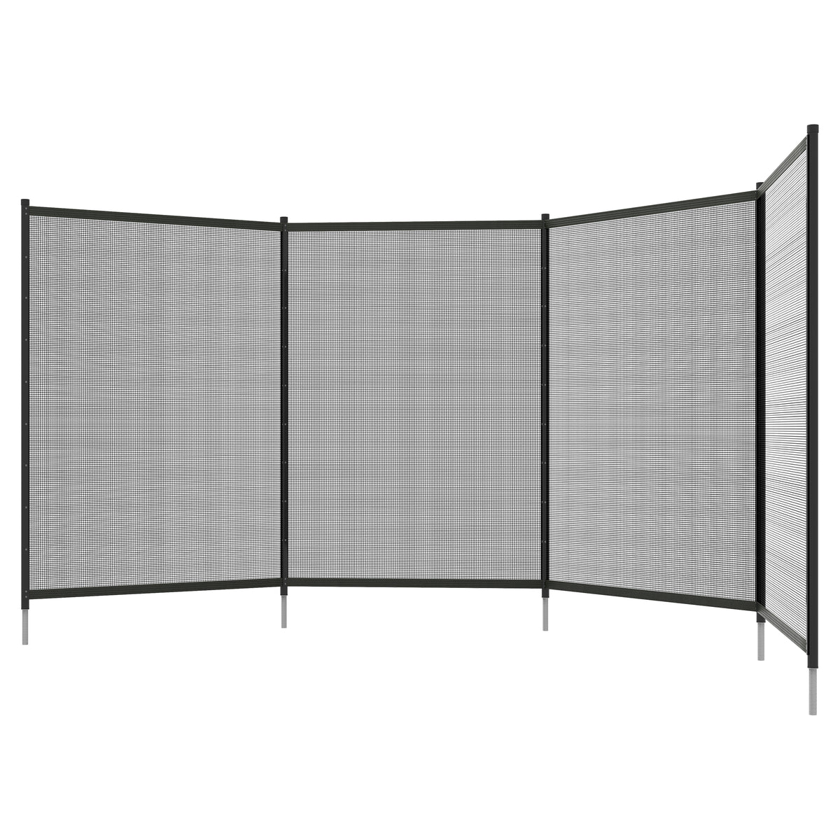 4-Panel Swimming Pool Fence, Aluminium Rustproof Pool Fencing, Overall Size 4' x 12', Black