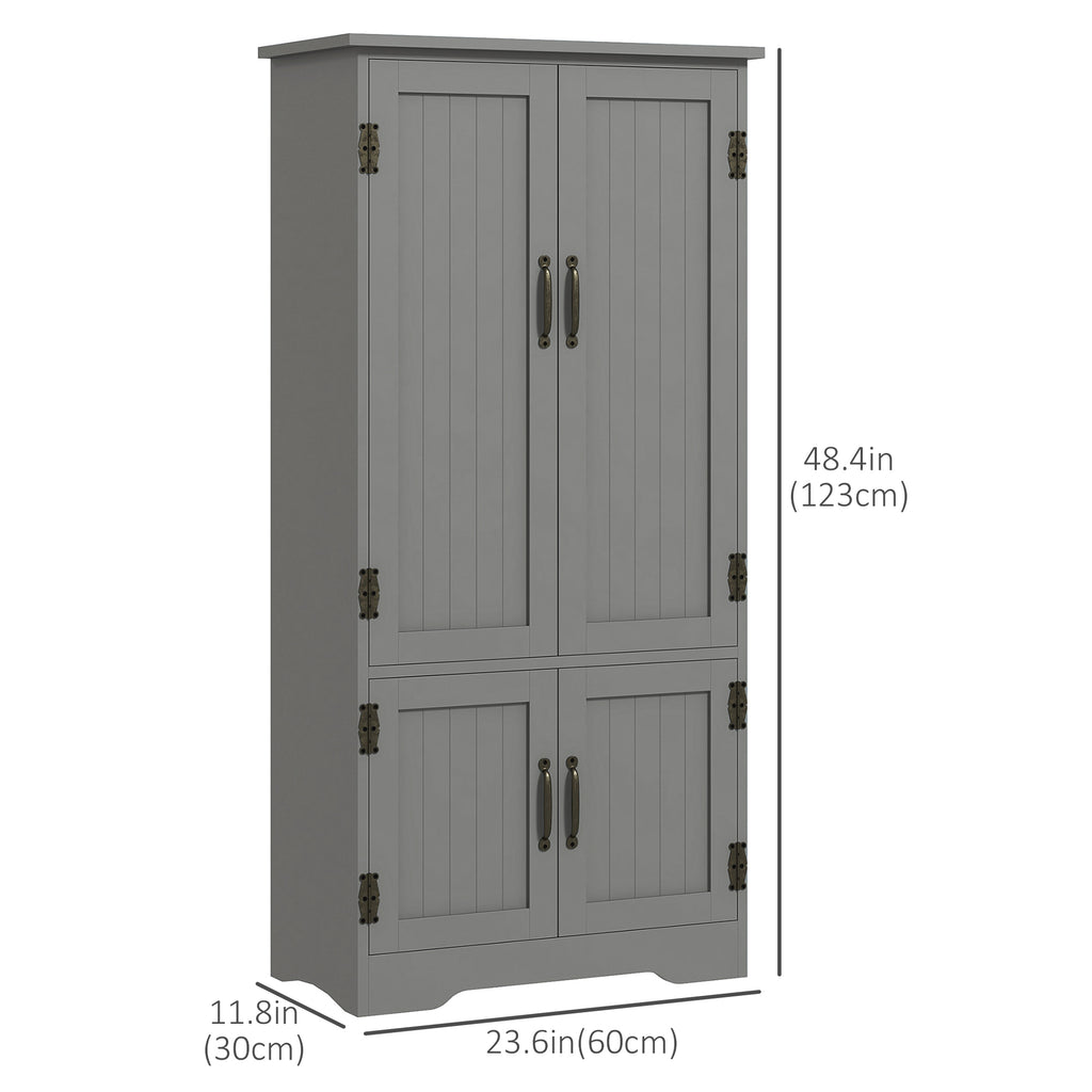 48" 4-Door Storage Cabinet Multi-Storey Large Space Pantry with Adjustable Shelves Black