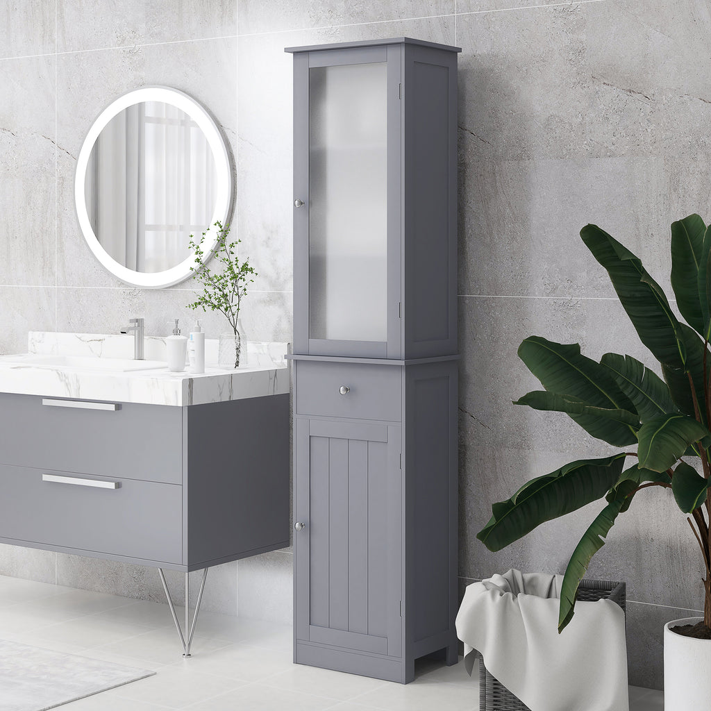 Tall Bathroom Cabinet, Bathroom Storage Cabinet with Drawers, 2 Doors and Adjustable Shelves, White