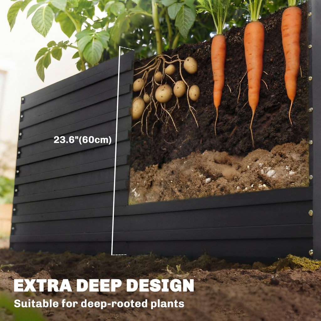 8' x 4' x 2' Raised Garden Bed, Galvanized Planter Box for Growing Flowers, Herbs and Vegetables, Green