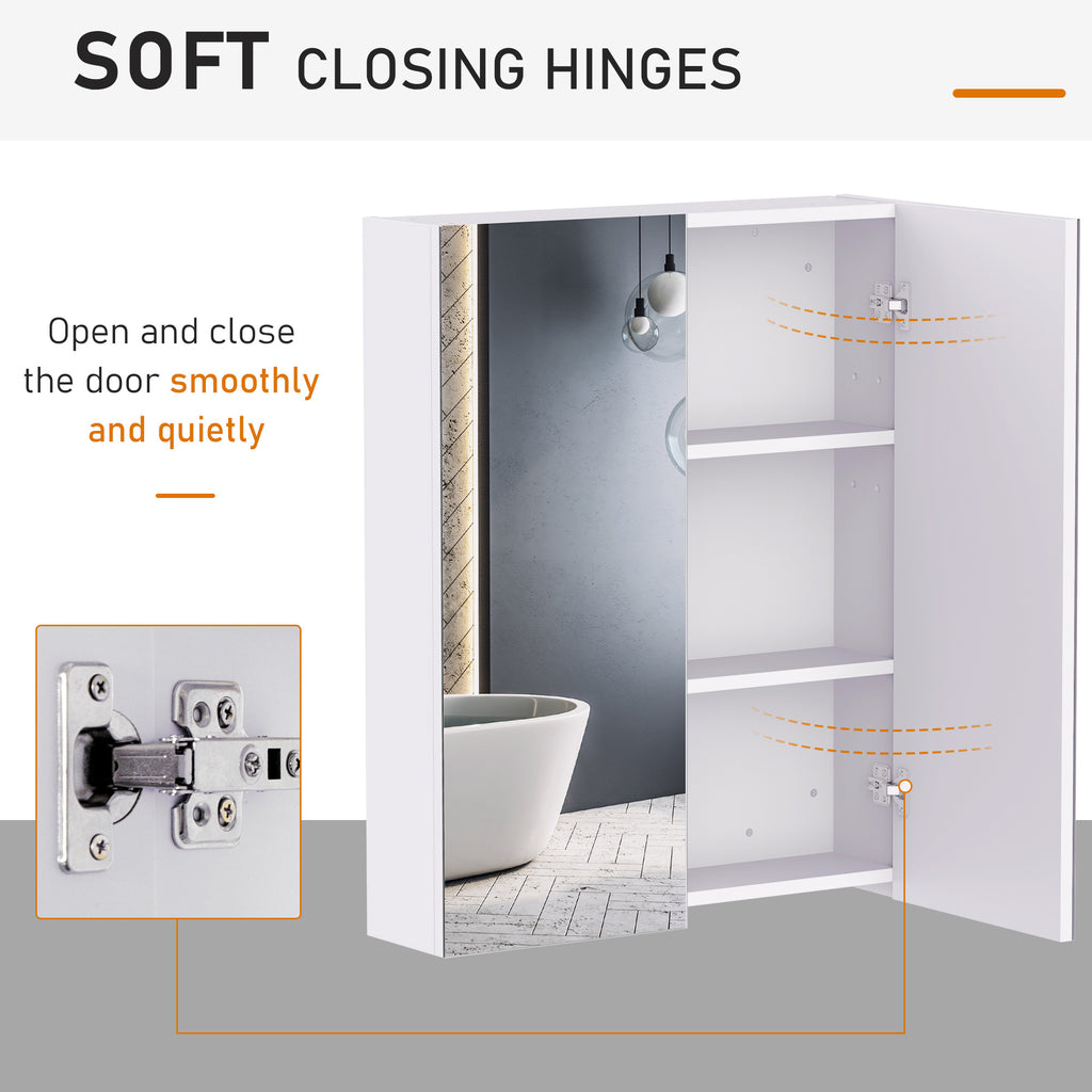 Wall Mount Medicine Cabinet with Mirror, Bathroom Mirror Cabinet Storage Organizer with Adjustable Shelf, Double Door Cupboard, Soft Closing, 23.5" x 29.5", Light Lilac
