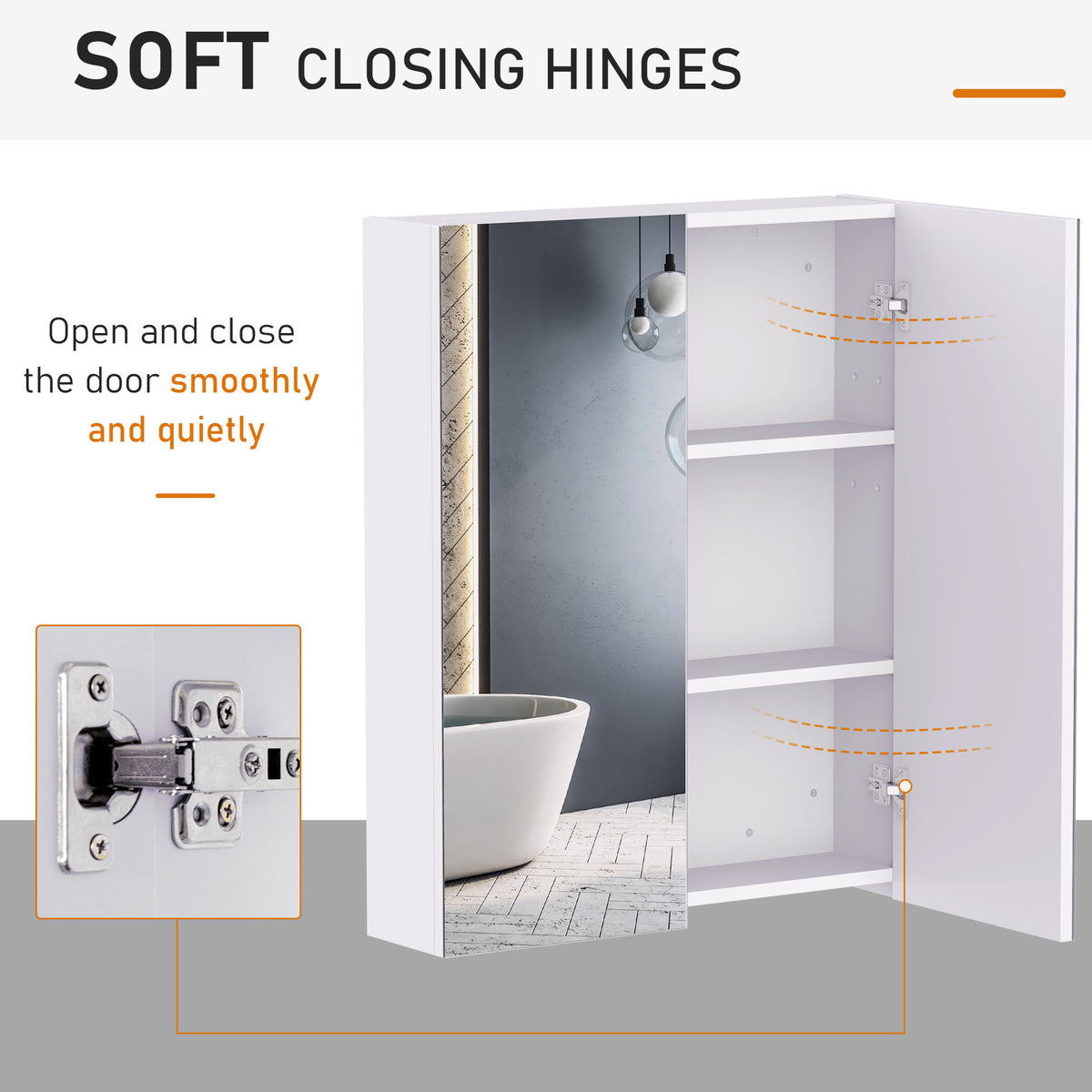 Wall Mount Medicine Cabinet with Mirror, Bathroom Mirror Cabinet Storage Organizer with Adjustable Shelf, Double Door Cupboard, Soft Closing, 23.5" x 29.5", Light Lilac