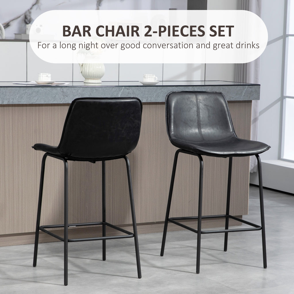 Bar Stools Set of 2, Upholstered Counter Height Bar Chairs, Kitchen Stools with Steel Legs