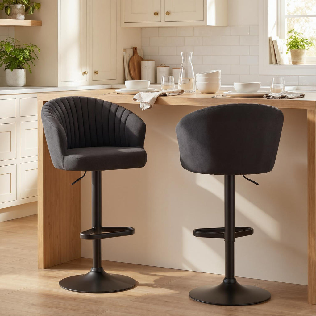 2 ተስተኻኺሎም ዝኽእሉ ባር መንበራት ስቶልስ፣ ክሽን ክፍሊ ስቶልስ ምስ ዞራዊ መንበር፣ ሓጺን ፍሬም፣ እግሪ መደረግ፣ ጸሊም
