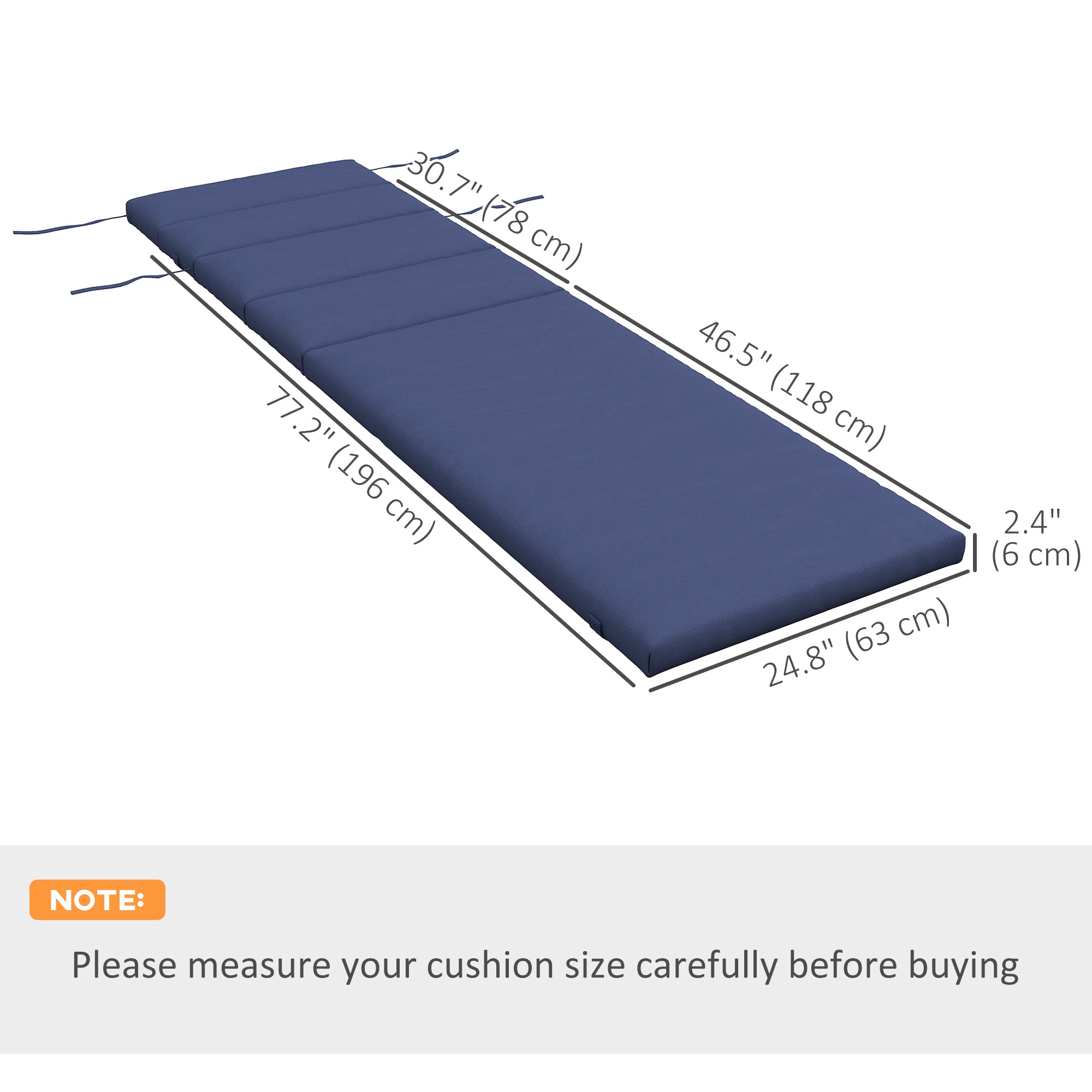 Patio Chaise Lounge Chair Cushion Replacement Sun Lounger Pads with Headrest and Ties, Dark Grey