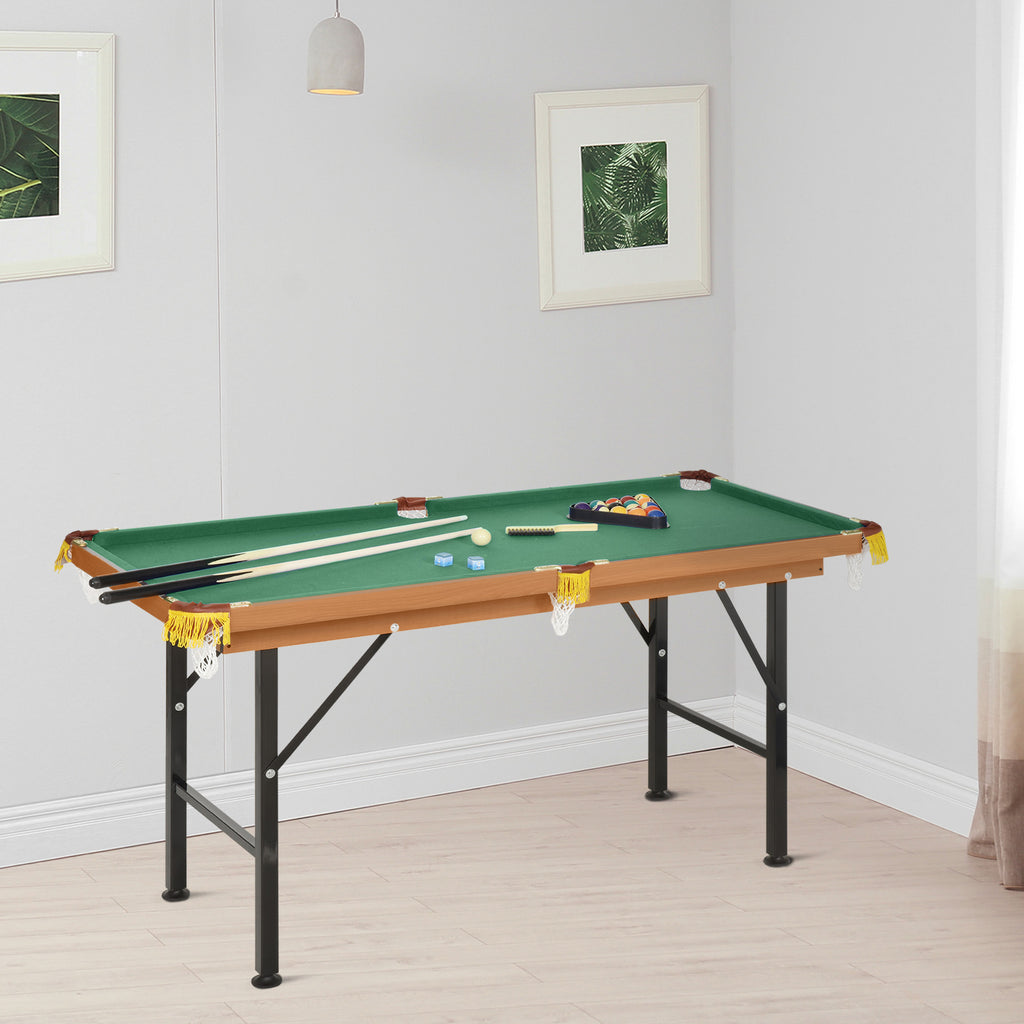 Soozier 55" Mini Pool Table Portable Billiard Table Includes Cues, Ball, Chalk, Rack, Green