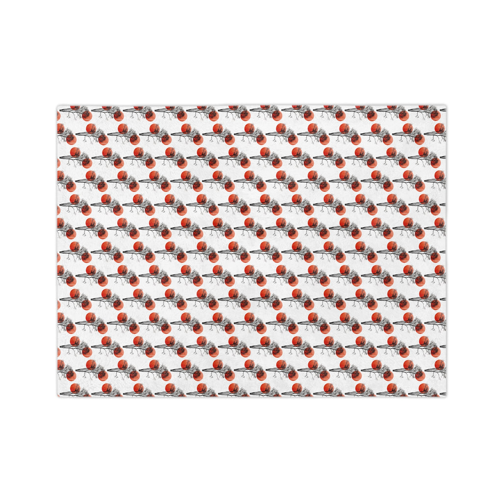 Velveteen Microfiber Blanket — Repeating Red Poppy Floral Pattern, Soft Cozy Throw for Home & Gifts