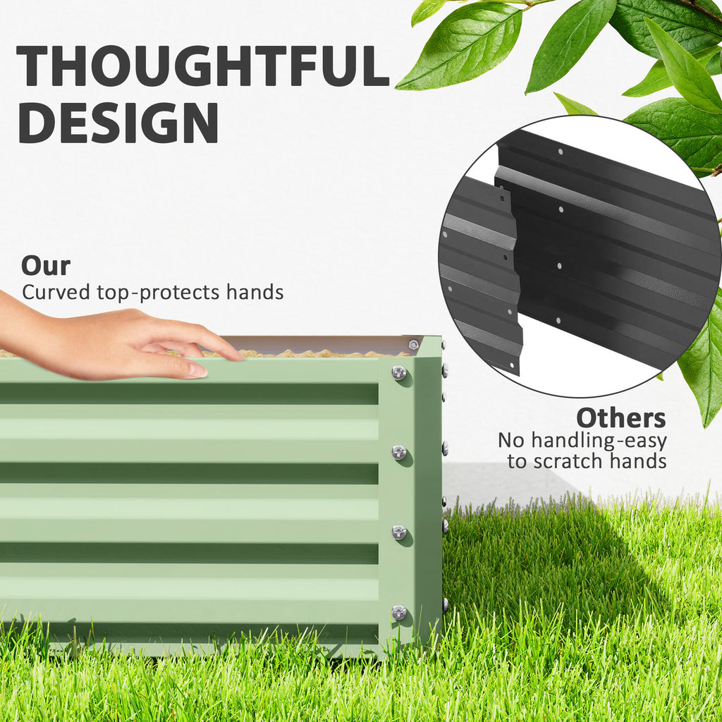 4' x 4' x 1' Raised Garden Bed Galvanized Steel Planter Box for Vegetables, Flowers, Herbs, Light Grey
