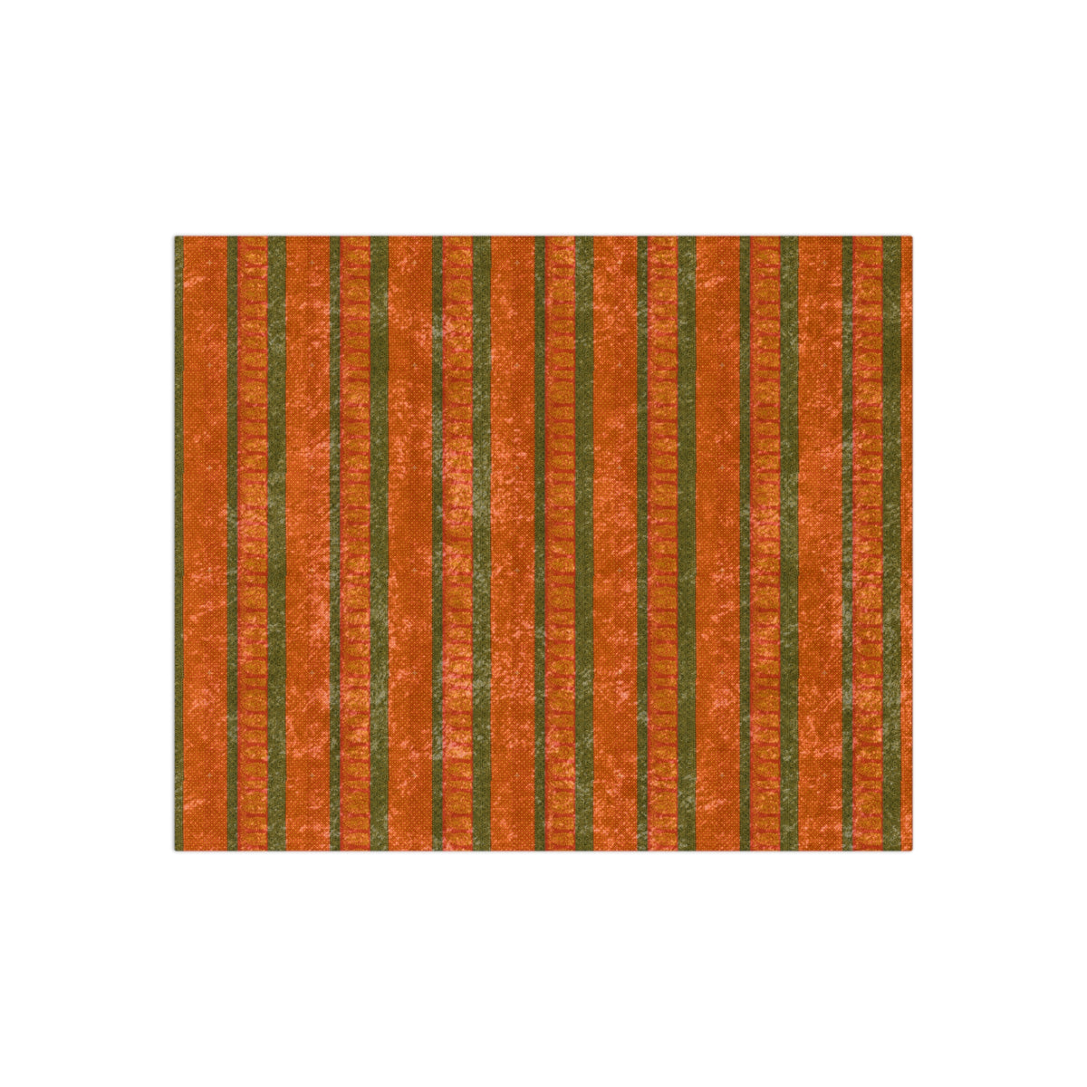 Crushed Velvet Throw Blanket — Orange & Olive Striped Velvet Cozy Accent